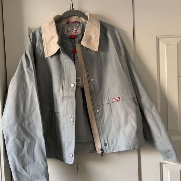 Hunter Jackets & Blazers - Hunter Light Gray  Raincoat with Cream Collar
